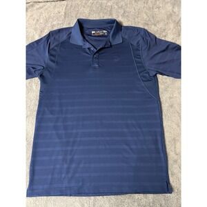 Ariat Mens AriatTek Heat Series Polo Shirt Navy Blue Striped Performance Small